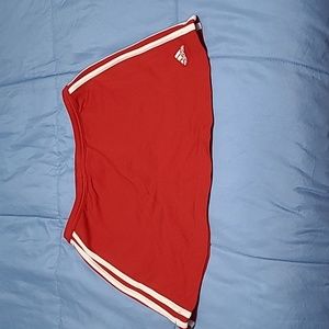 Lulu Jean Shorts and Adidas Red Skort